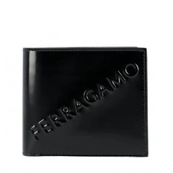 Salvatore Ferragamo | Men's Embossed Logo Leather Bifold Wallet In Black