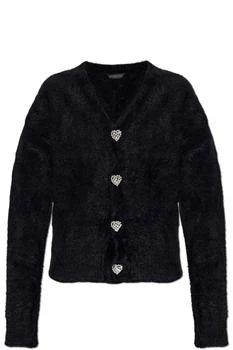 Balenciaga | Balenciaga Heart Crystal-Button Fluffy Cardigan