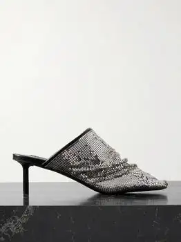Jil Sander | Chainmail-embellished Leather Mules  - IT37.5
