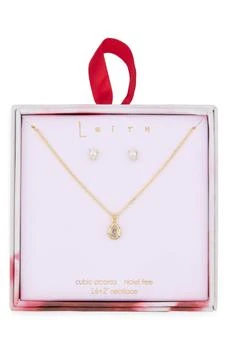 Leith Cubic Zirconia Stud Earrings & Necklace Set