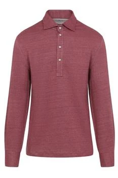 Brunello Cucinelli | Brunello Cucinelli Shirt-Style Collar Jersey Long Sleeve Polo Shirt