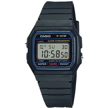 Casio Men's Classic Digital Watch with Black Strap - F-91W-1