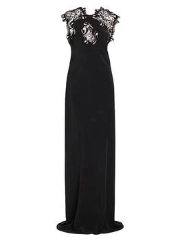 Salvatore Ferragamo | Lace Yoke Silk Column Gown