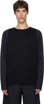 Dries Van Noten | Black 
Navy Contrast Sleeves T-shirt