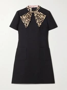Valentino | Embellished Pussy-bow Wool And Silk-blend Crepe Mini Dress  - IT38