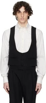 Valentino | Black Wool Grain de Poudre Slim Fit Vest