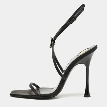 Yves Saint Laurent | Saint Laurent Black Satin Harlow Crystals Ankle Strap Sandals Size 39