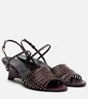 Khaite | Drew 35 studded leather wedge sandals