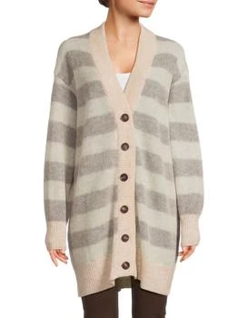 Brunello Cucinelli | Striped Mohair-Blend Longline Cardigan