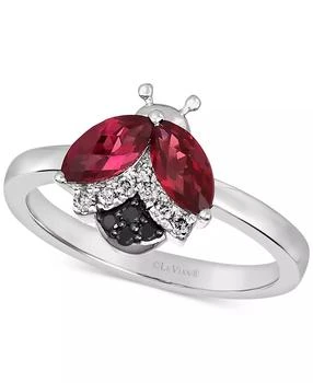 Le Vian | Raspberry Rhodolite (1-1/6 ct. t.w.) & Diamond (1/10 ct. t.w.) Ladybug Ring in 14k White Gold