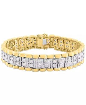 Macy's | Men's Diamond Link Bracelet (1 ct. t.w.) in Sterling Silver & 14k Gold-Plate or Sterling Silver