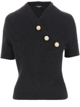Balmain | Balmain Button Detailed Knit Short-Sleeve T-Shirt
