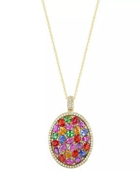 Effy | EFFY® Multi-Gemstone (5-7/8 ct. t.w.) & Diamond (1/2 ct. t.w.) 18" Pendant Necklace in 14k Gold