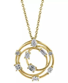 Effy | EFFY® Diamond Multi-Cut Multi-Circle 18" Pendant Necklace (5/8 ct. t.w.) in 14k Gold