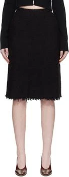 Jil Sander | Black Frayed Edge Midi Skirt