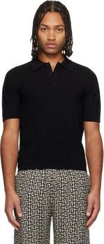 Balmain | Black Monogram Knit Polo