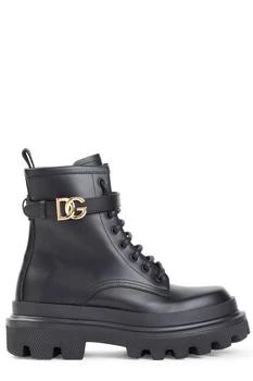 Dolce & Gabbana | Dolce & Gabbana Logo Plaque Round Toe Ankle Boots