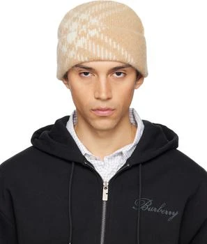 Burberry | Beige Check Mohair Wool Blend Beanie