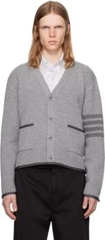 Thom Browne | Gray Milano Stitch V Neck Cardigan