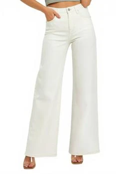Grant High Rise Wide Leg Jeans In Cream