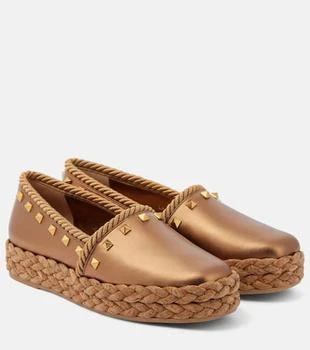 Valentino | Rockstud metallic leather espadrilles