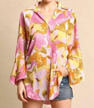 Gigio - Floral Dolman Sleeve Button Down Top