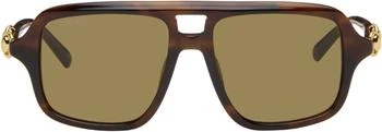 Gucci | Brown Navigator Frame Sunglasses