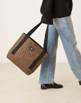 Vans midi pergs dachshund print tote bag in brown and black