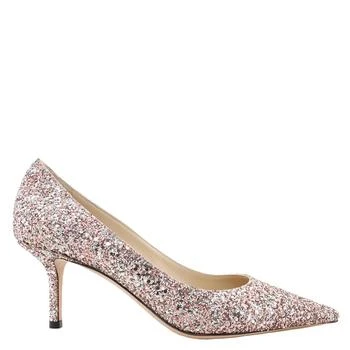 Jimmy Choo Love 65 Rose Coarse Glitter Fabric Pumps
