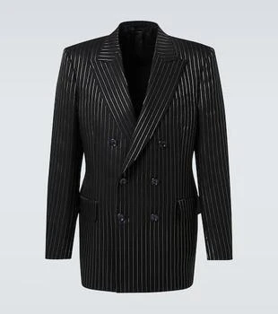 Tom Ford | Striped wool and silk lamé blazer