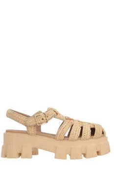 Prada | Prada Logo Plaque Caged Heeled Sandals