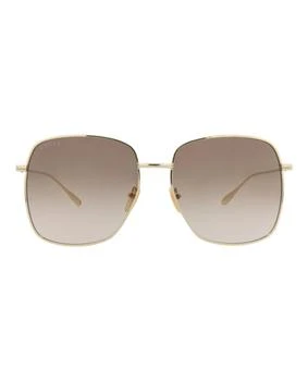 Gucci Square-Frame Metal Sunglasses