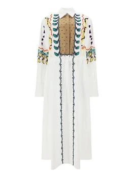 Valentino | Valentino Beads-Embroidered Drawstring Long-Sleeved Dress