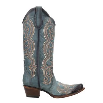 Corral Boots Blue Jean Embroidered Snip Toe Cowboy Boots