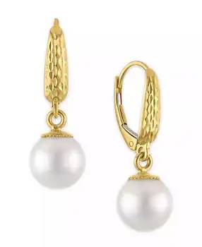 Macy's | Cultured Freshwater Pearl (8.5-9mm) Drop Earrings in 10k Yellow Gold
