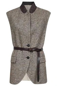Brunello Cucinelli | Brunello Cucinelli Flecked Belted Sleeveless Vest
