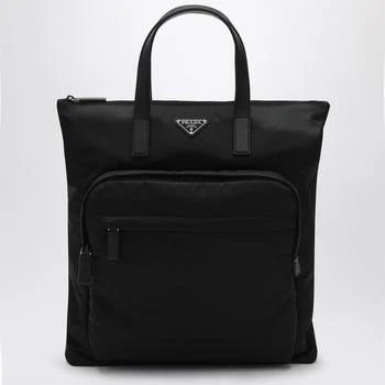 Prada | Black Re-Nylon and Saffiano shopping bag