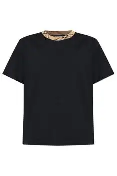 Burberry | Burberry Checked Trim Crewneck T-Shirt
