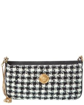 Versace | Medusa Quilted Tweed 
Leather Pochette