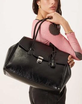 Mango key charm large city bag in black