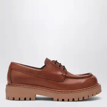 Prada | Laced moccasins in cognac leather