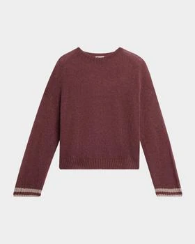 Brunello Cucinelli | Metallic Varsity-Cuff Mohair Winter Gauze Sweater