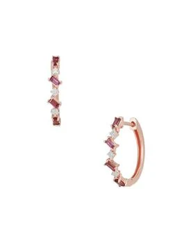 Saks Fifth Avenue | 14K Rose Gold, Rhodolite Garnet & Diamond Huggie Earrings