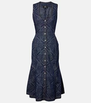 ETRO | Printed denim midi dress