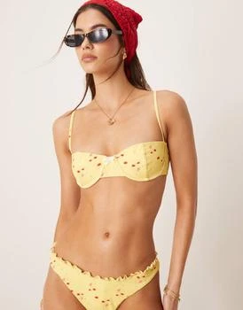 Dippin Daisys Exclusive mix and match rosewater floral print underwire bikini top in yellow