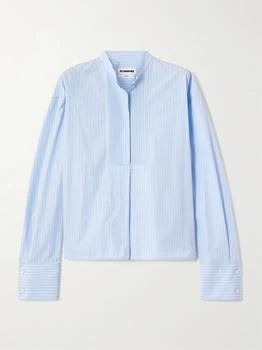 Jil Sander | Thursday Pleated Striped Cotton-poplin Shirt - Light blue