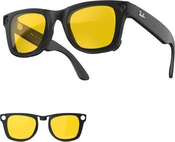 HIBLOKS Polarized Clip-ons for Ray-Ban Meta Wayfarer (RW4008 & RW4012 Large 53-22), Discoloration Clips Compatible with Ray-Ban Meta Wayfarer Gen 2 Protect Your Eyes, Cool and Fashion (Large, Black)