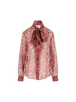 Yves Saint Laurent | Saint Laurent All-Over Patterned Long-Sleeved Blouse