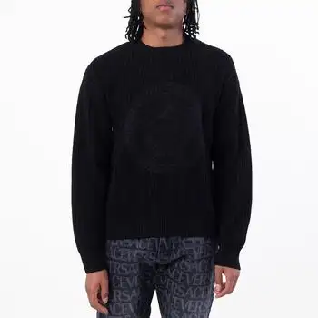 Versace | Versace Cable Knit Medusa Embroidered Sweater, Brand Size 48 ( US Size 38 )