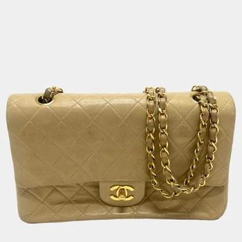Chanel | Chanel Beige Leather Medium Classic Double Flap Shoulder Bags